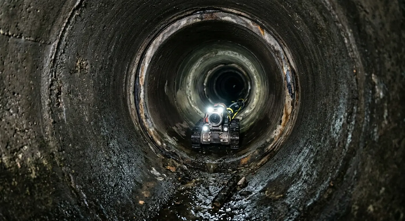 Robotic sewer camera inspecting pipe interior for Sewer Line Cleaning in Sparks